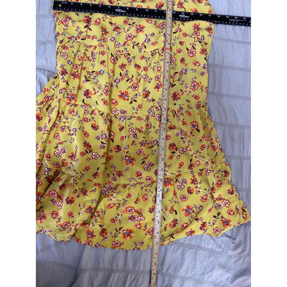 Old Navy Floral Yellow Tiered Summer Dress With Pockets Cottagecore Boho Size XL - Picture 6 of 7